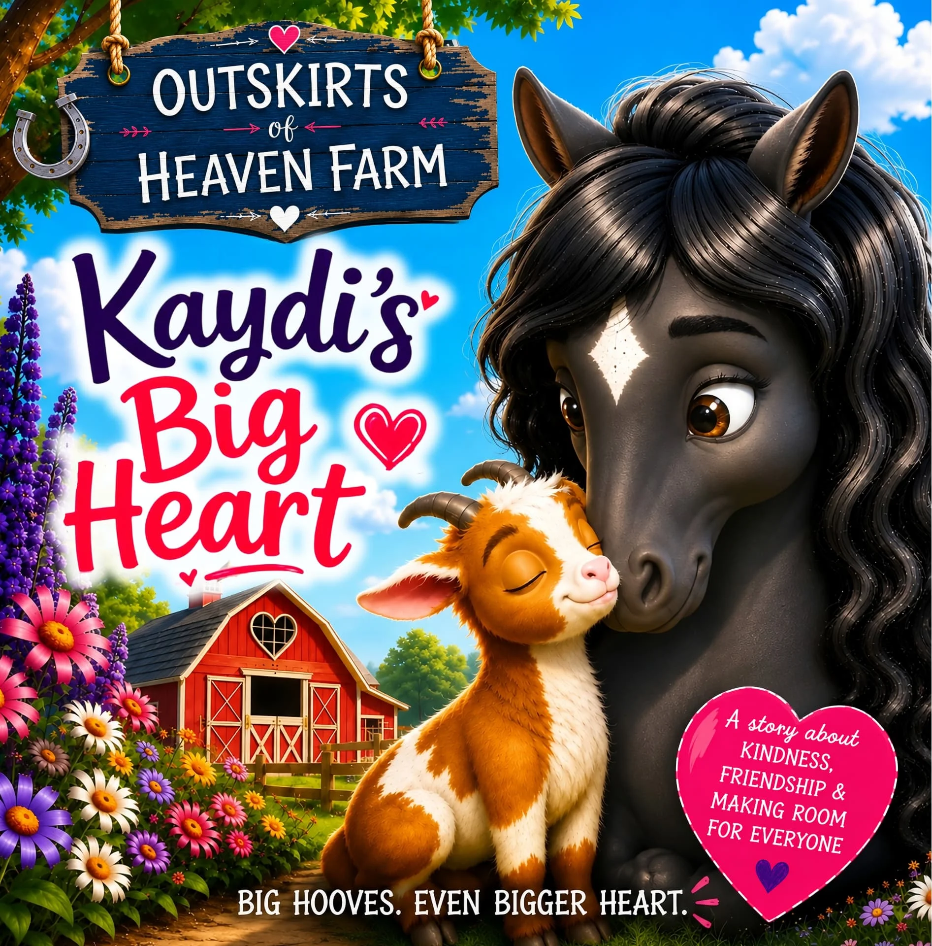 Kaydi's Big Heart children's farm animal story featuring a gentle Percheron horse