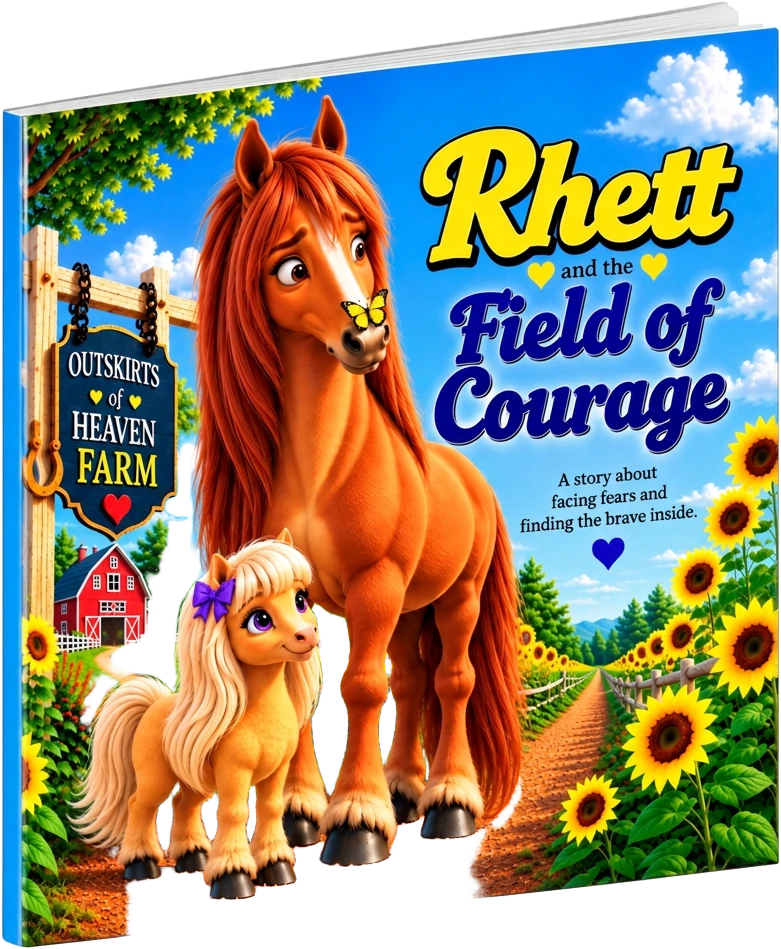 Rhett and the Field of Courage paperback — children's farm animal story book Rhett and the Field of Courage children's farm animal story about courage and friendship